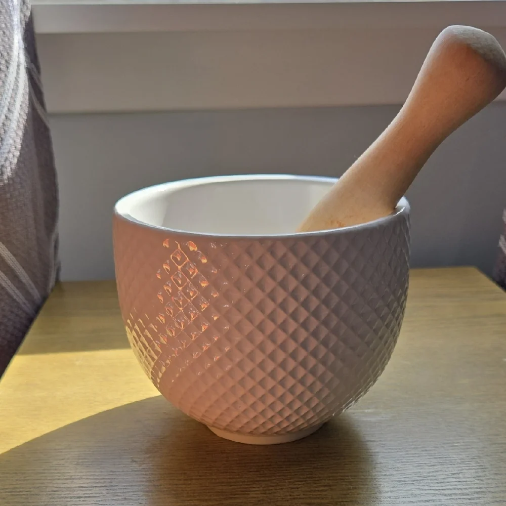 Textured White Mortar and Pestle Set - Picture 1 of 5